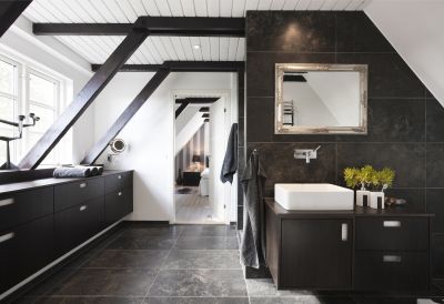 Contemporary Bathroom with Large Tiles